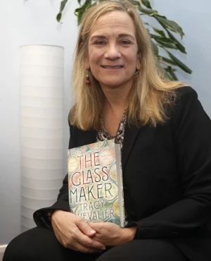 Tracy Chevalier with book Tracy Chevalier with book